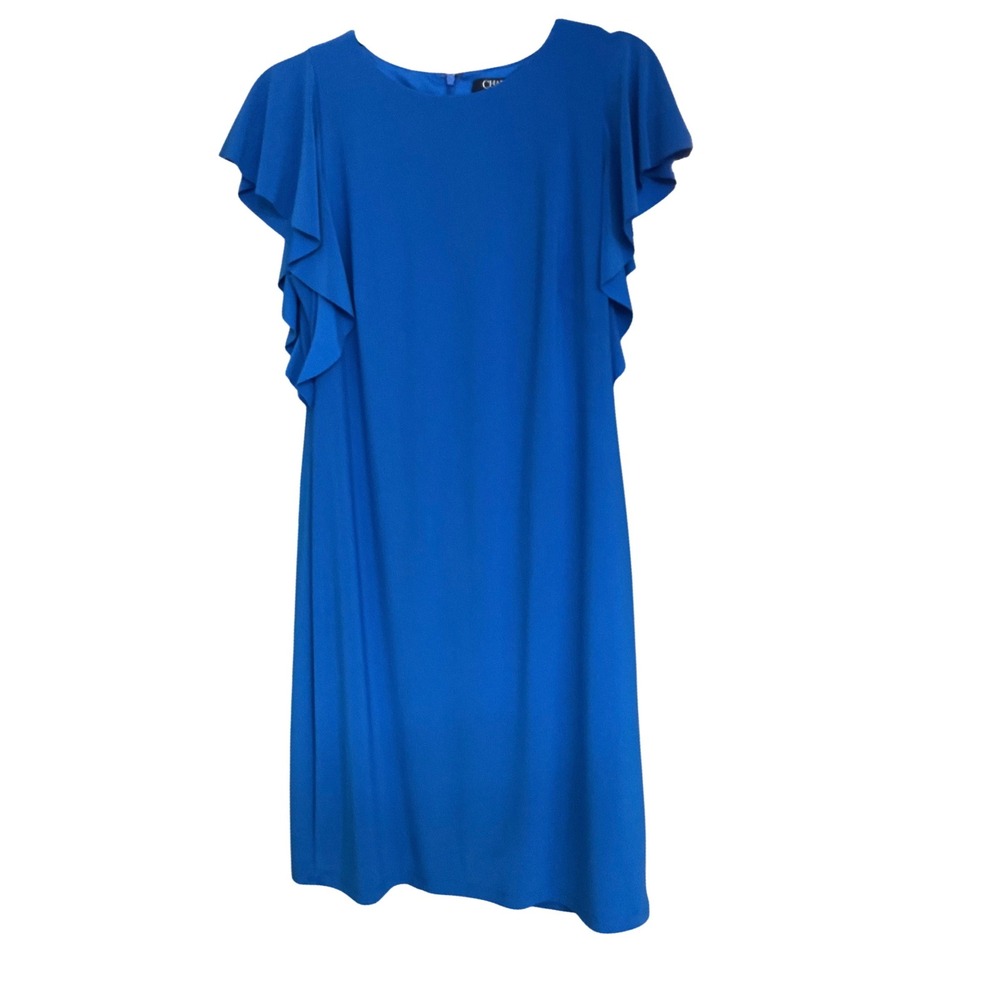 Chaps Royal Blue Flutter Sleeve Sheath‎ Dress Women's Medium
